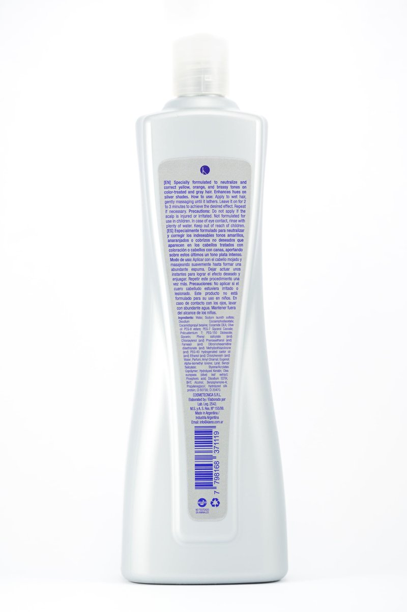 Kleno Blue Silver Intense Shampoo - Keratin & Silk Proteins, Neutralizes Yellow, Orange & Brassy Tones, Unisex Toning Treatment, Softness & Shine, 32.13 fl oz Bottle