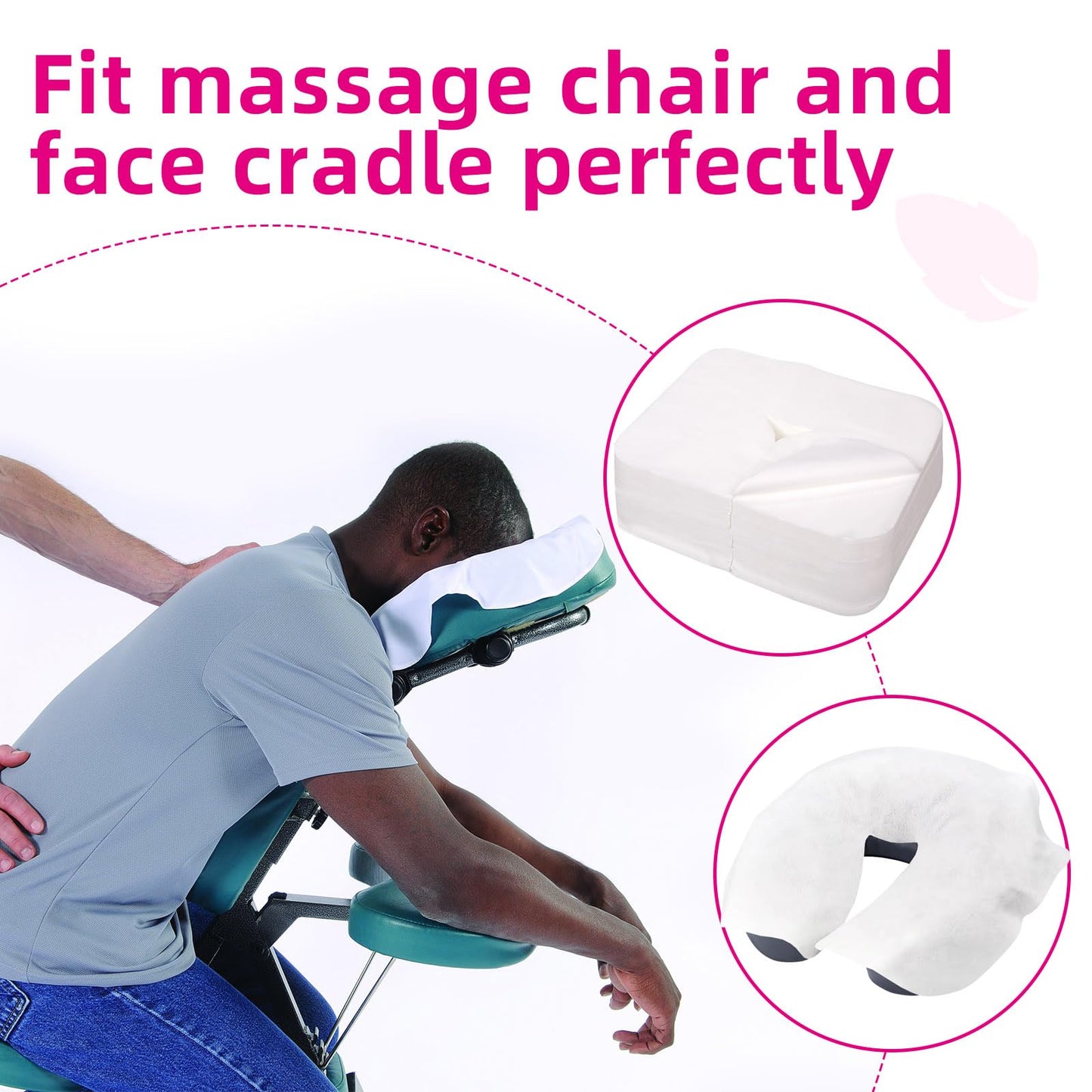 INNOVIO Disposable Face Cradle Covers 300 Count, Medical-Grade, Luxurious, Soft Nonwoven Face Cradle Covers for Massage Table & Chair, 16''*12'' Disposable Headrest Covers