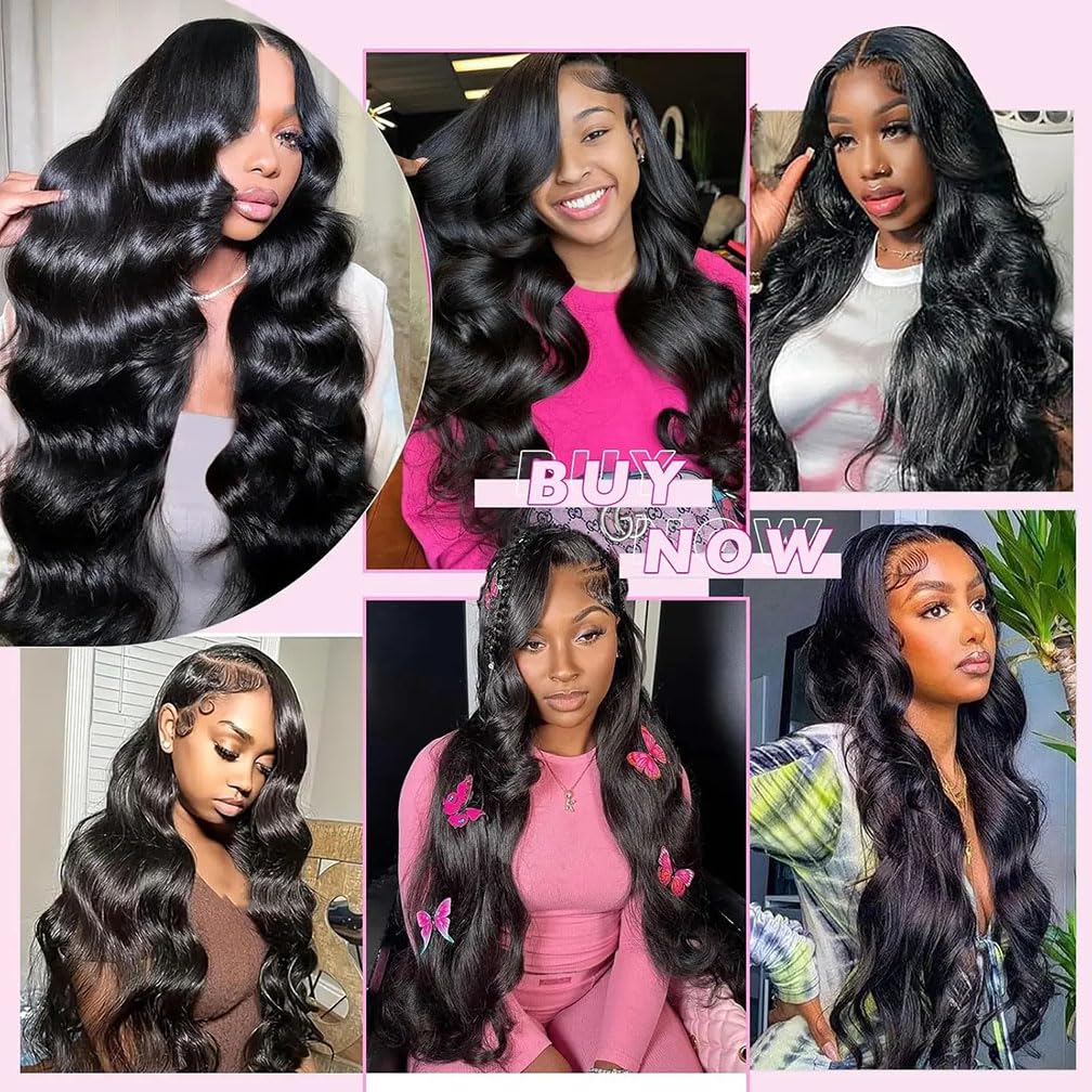 12A Body Wave Bundles Human Hair (14 14 14 inch) Human Hair Bundles 100% Unprocessed Brazilian Virgin Human Hair 3 Bundles Quick Weave bundles for Black Women Quick Weave Natural Color