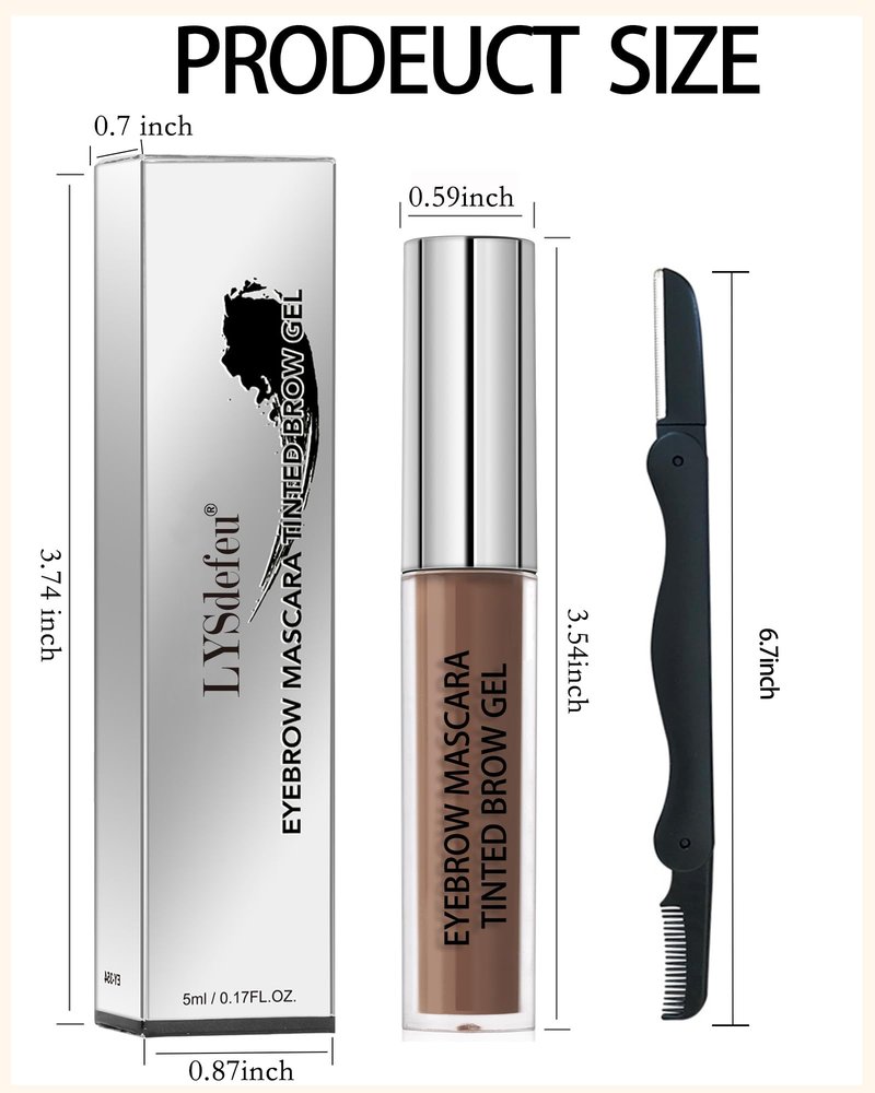 Waterproof Tinted Brow Gel - Long Lasting, Smudge-Proof Liquid Eyebrow Makeup - Volumizing Enhance Eyebrow Mascara for Women - With Brow Razor Brush - 02 Auburn