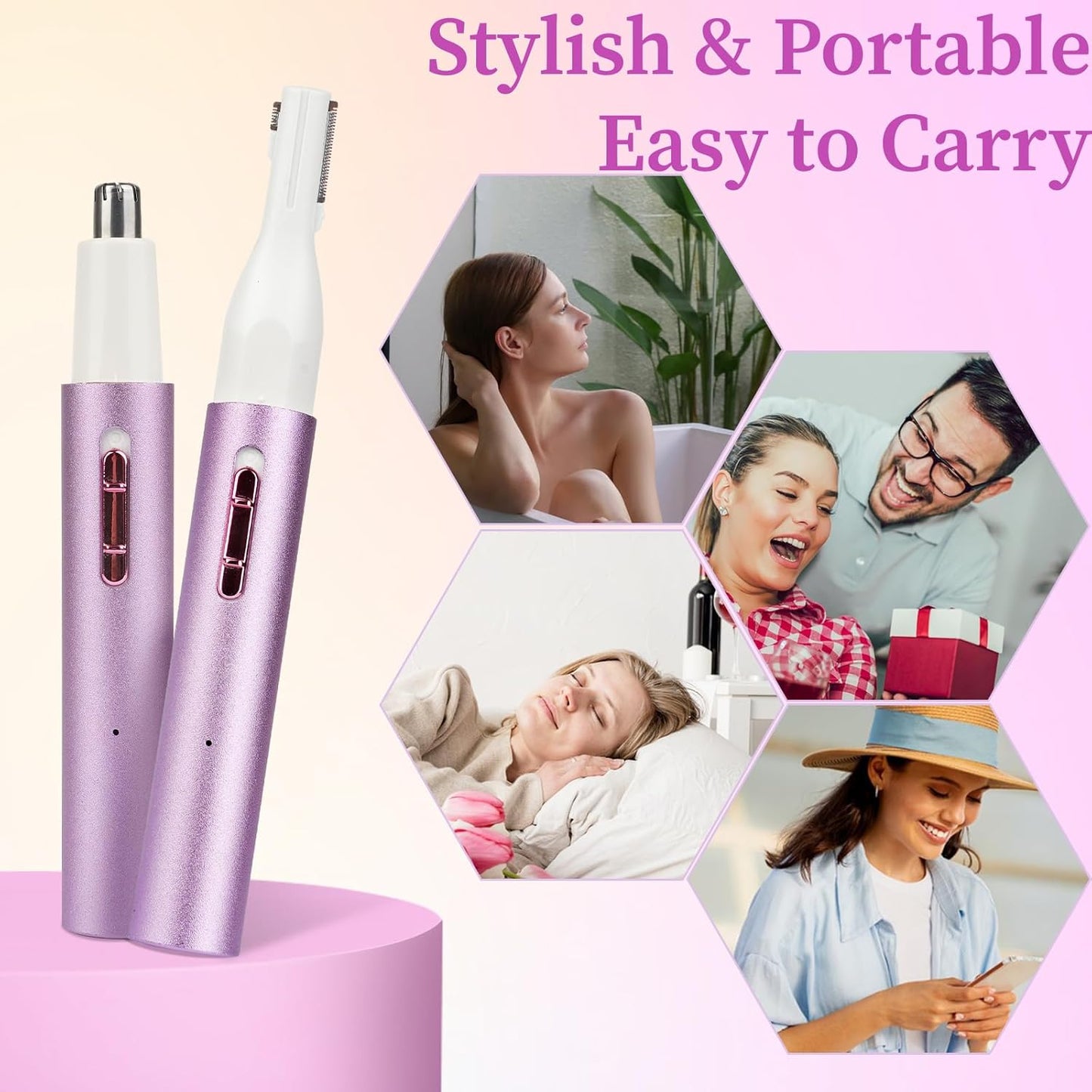 Rechargeable Nose & Ear Hair Trimmer - Dual-Edge Blade Electric Clipper for Men & Women | Painless Hair Removal Tool (Multicolor)
