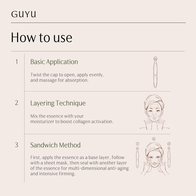 Ginseng Anti-Aging Face Serum | GUYU Single-Use Ampoule | Peptides, Hyaluronic Acid, Panthenol, Ectoin, Beta Glucan | for Lifting, Firming, Smoothing Lines, Plumping (0.05 Fl Oz x 30pcs)