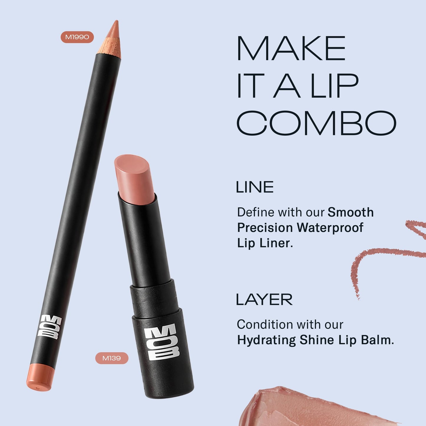 MOB Beauty Hydrating Shine Lip Balm, M139 Cool Nude Tinted Lip Balm Stick with Jojoba and Sunflower Oils, Moisturizing Glossy Finish, Vegan, Cruelty Free