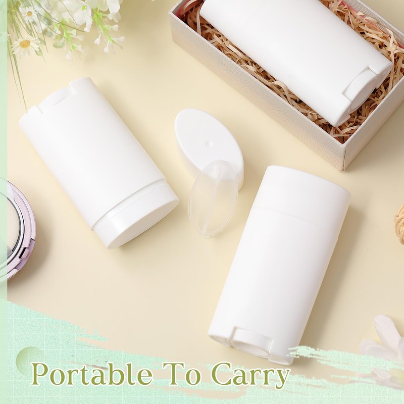 Teenyyou 30 Pack Empty Deodorant Containers, Bottom Filling, Plastic Oval Refillable Deodorant Containers Twist up Oval Lip Balm Tube for DIY Deodorants Lipstick Crayon Lotion(75ml/2.5oz,White)