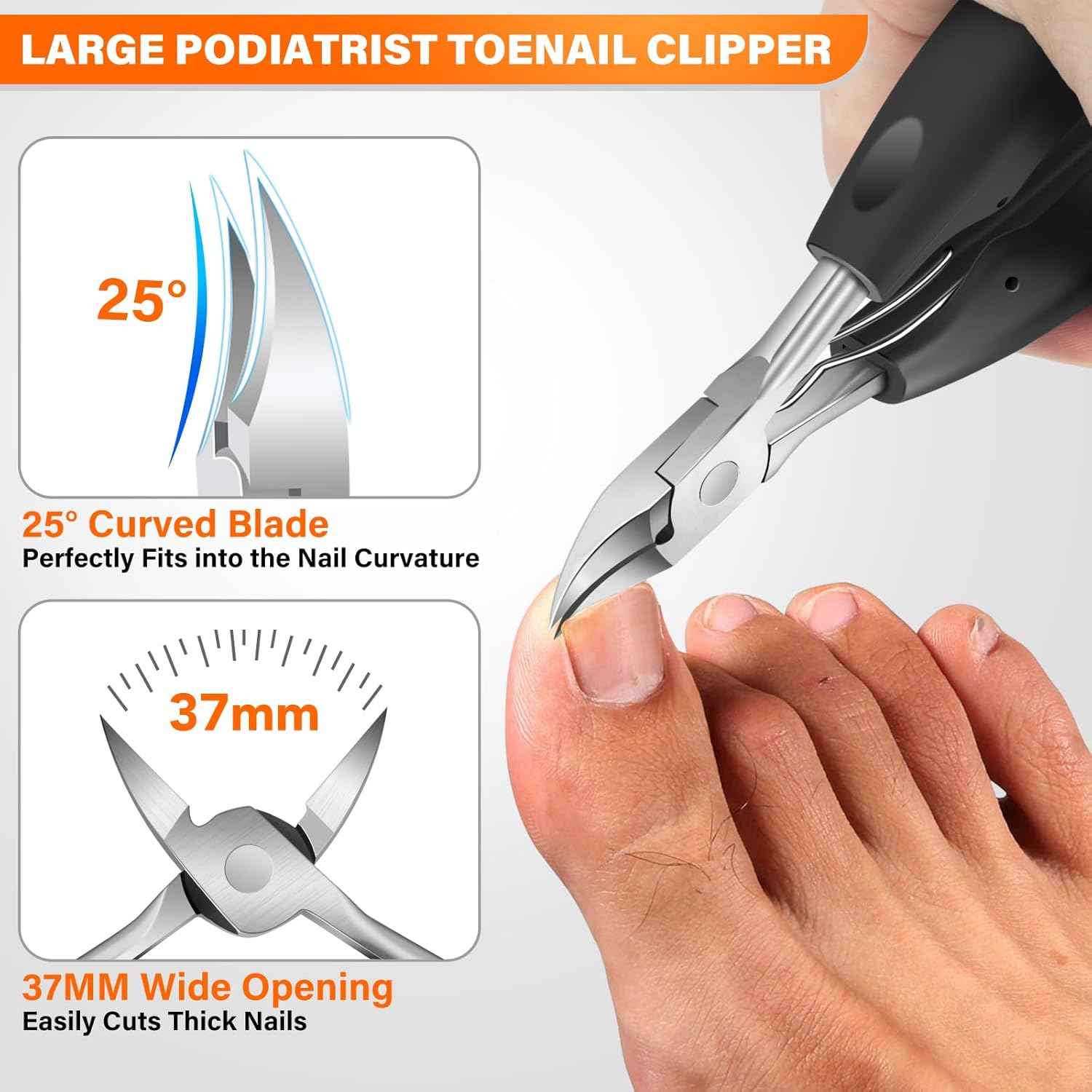 Slanted Toenail Clippers for Thick Toenails - Angled Head Nail Trimmers for Seniors