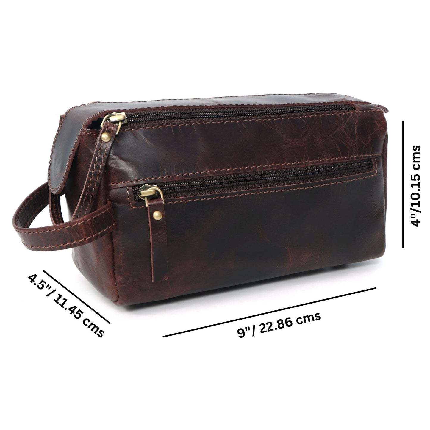 leather castle Toiletry Bag | Leather Dopp Kit for Men & Women – Water-Resistant, Durable & Stylish – Travel Organizer with Multiple Compartments | Grooming Essentials, Shaving & Makeup Pouch (Brown)