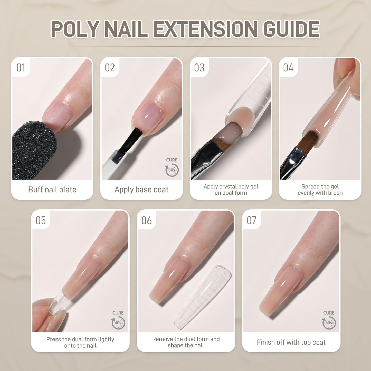 GAOY Watery Crystal Poly Gel for Nail Extensions, 30g Nail Builder Gel, Thin Viscosity, Easy Application & High Hardness, Nude Skin Tone 02
