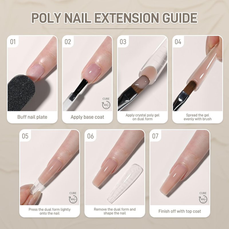 GAOY Watery Crystal Poly Gel for Nail Extensions, 30g Nail Builder Gel, Thin Viscosity, Easy Application & High Hardness, Nude Skin Tone 02