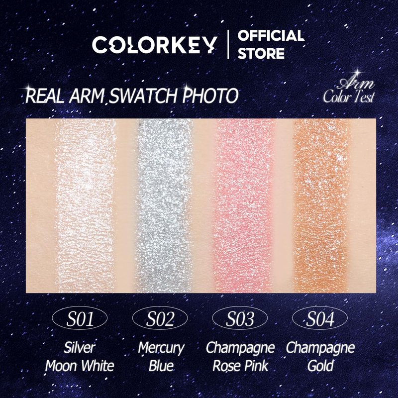 COLORKEY Stardust Diamond Mono Eyeshadow, High-Pigment Single Eye Shadow with Diamond Sparkle, Long-Lasting, Waterproof, Smudge-Proof, Multi-Dimensional Shine, Enhances Eye Contour (S03)