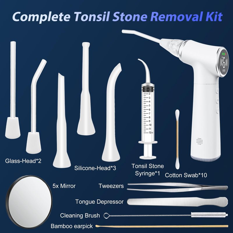 Upgraded Electric Tonsil Stone Remover – High-Precision & Painless Cleaning, Food-Grade Material, 6 Suction Levels | Tonsil Stone Removal Kit with LED Light, Oral Protection & 11 Attachments