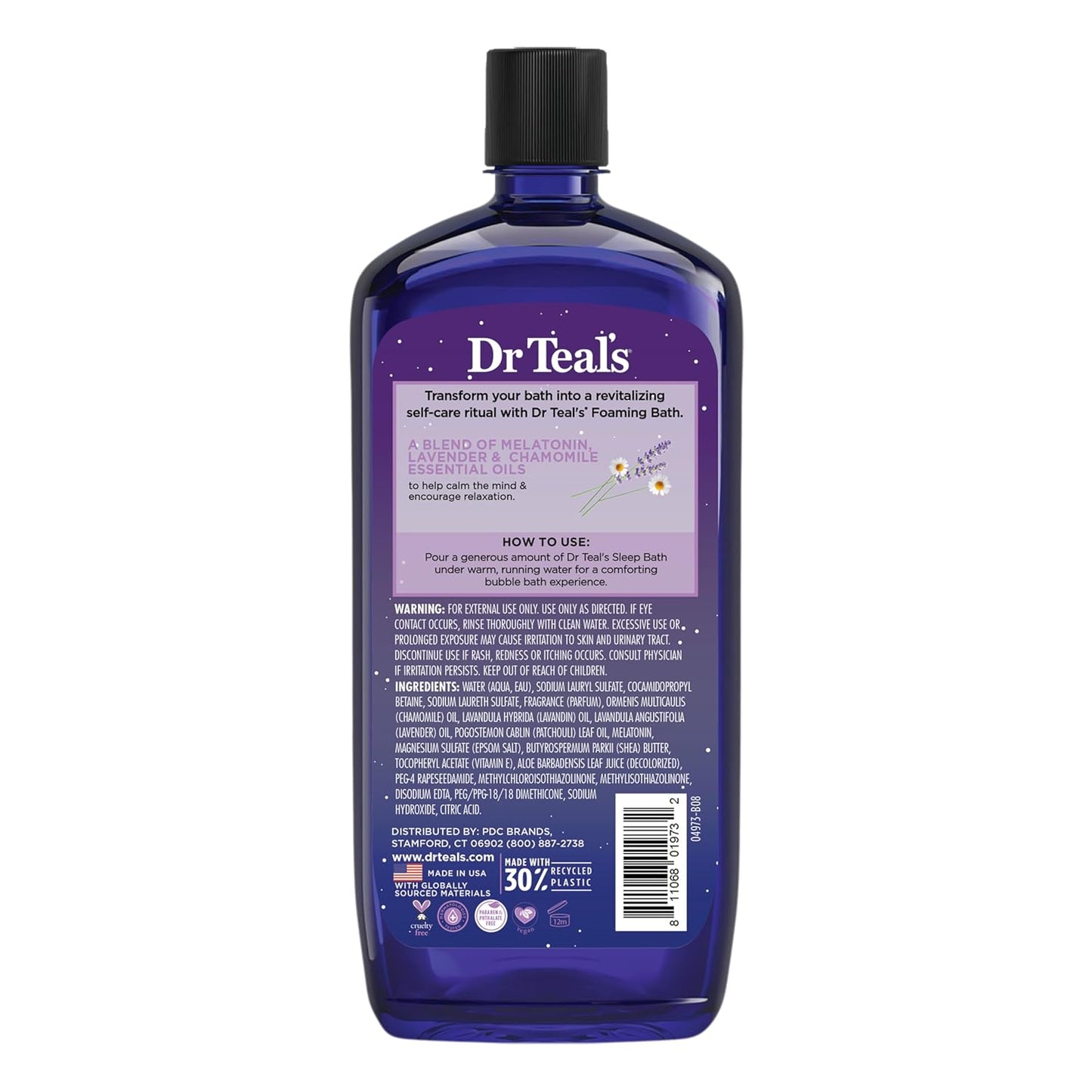 Dr Teal's Foaming Bath - Melatonin Sleep Soak with Pure Epsom Salt | 34 fl oz (Pack of 4)