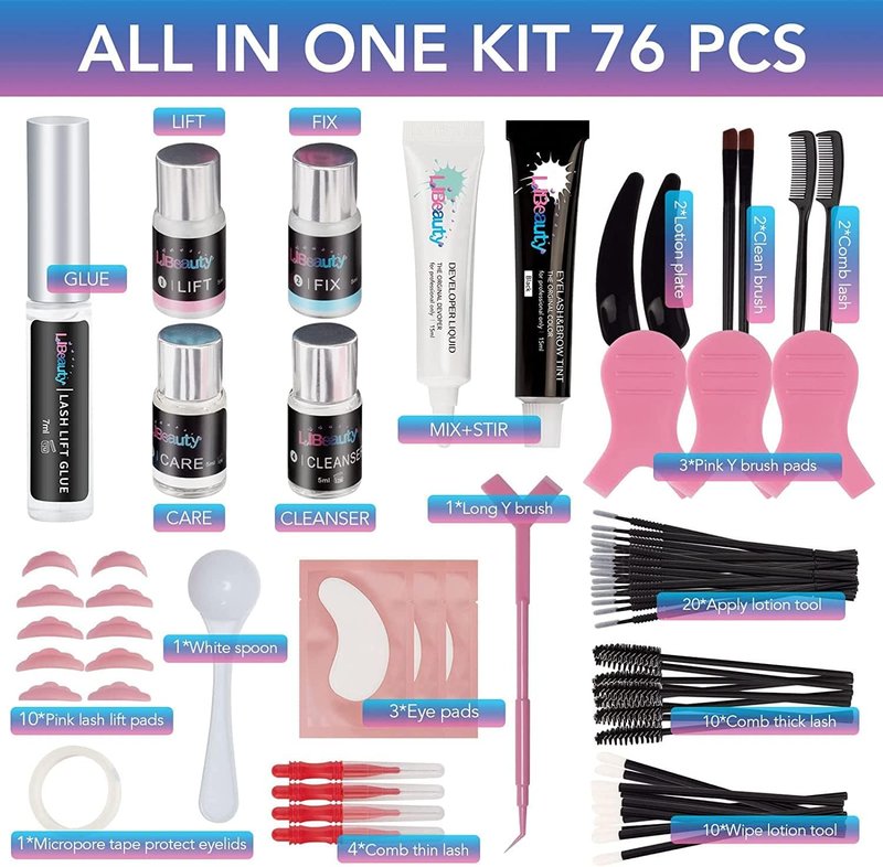 Libeauty Lash Lift and Color Kit Brow Lamination Kit with Color Diy Eyelash Perm Kit Curling Voluminous Coloring Eyebrow Easy To Use At Home & Salon
