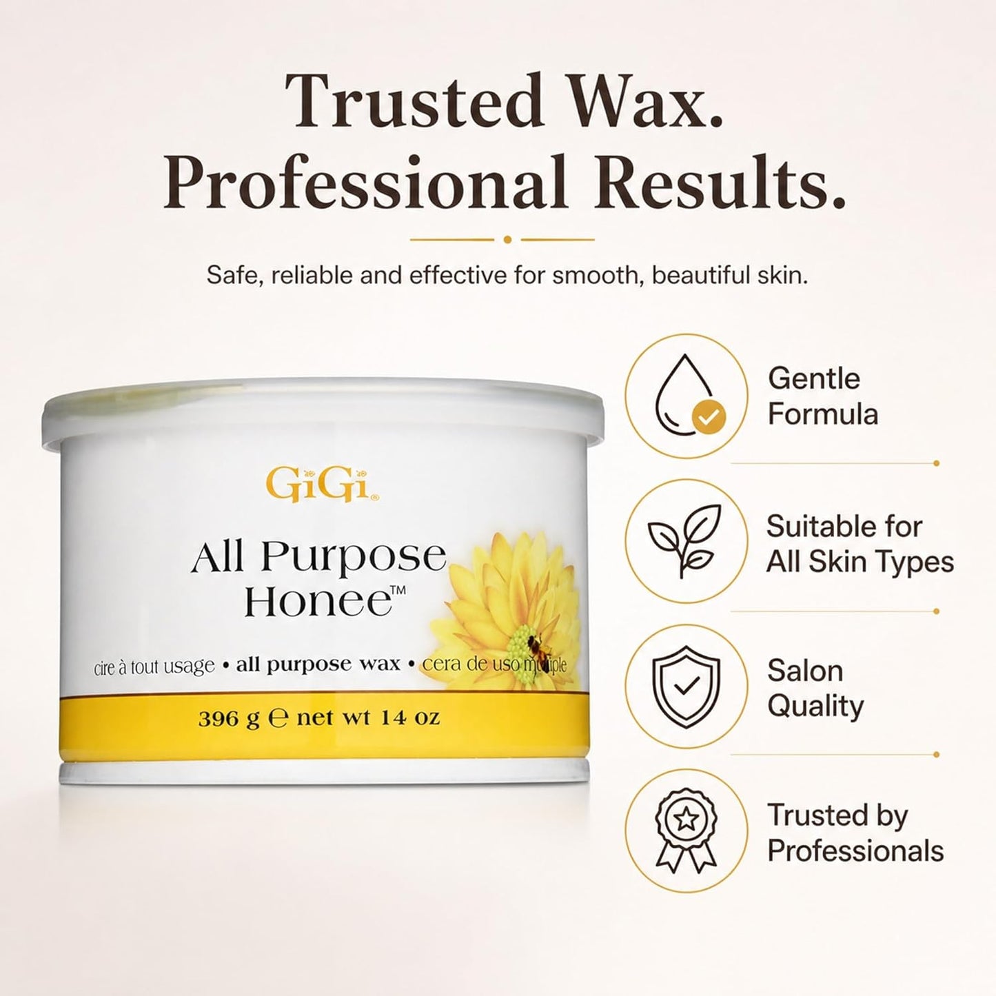 GiGi All Purpose Honee Wax - Hair Removal Wax for Smooth Skin | 14 oz (Pack of 2)