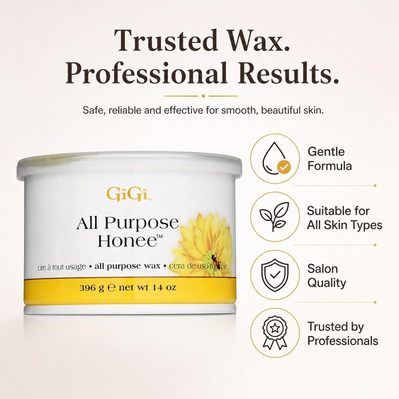 GiGi All Purpose Honee Wax - Hair Removal Wax for Smooth Skin | 14 oz (Pack of 2)