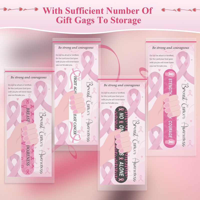 100 Sets 4.72" Breast Cancer Awareness Gift Nail File with Pink Ribbon Design Breast Cancer Awareness Nail Files Bulk Manicure Tools for Women Party Gift Accessories (100PC)
