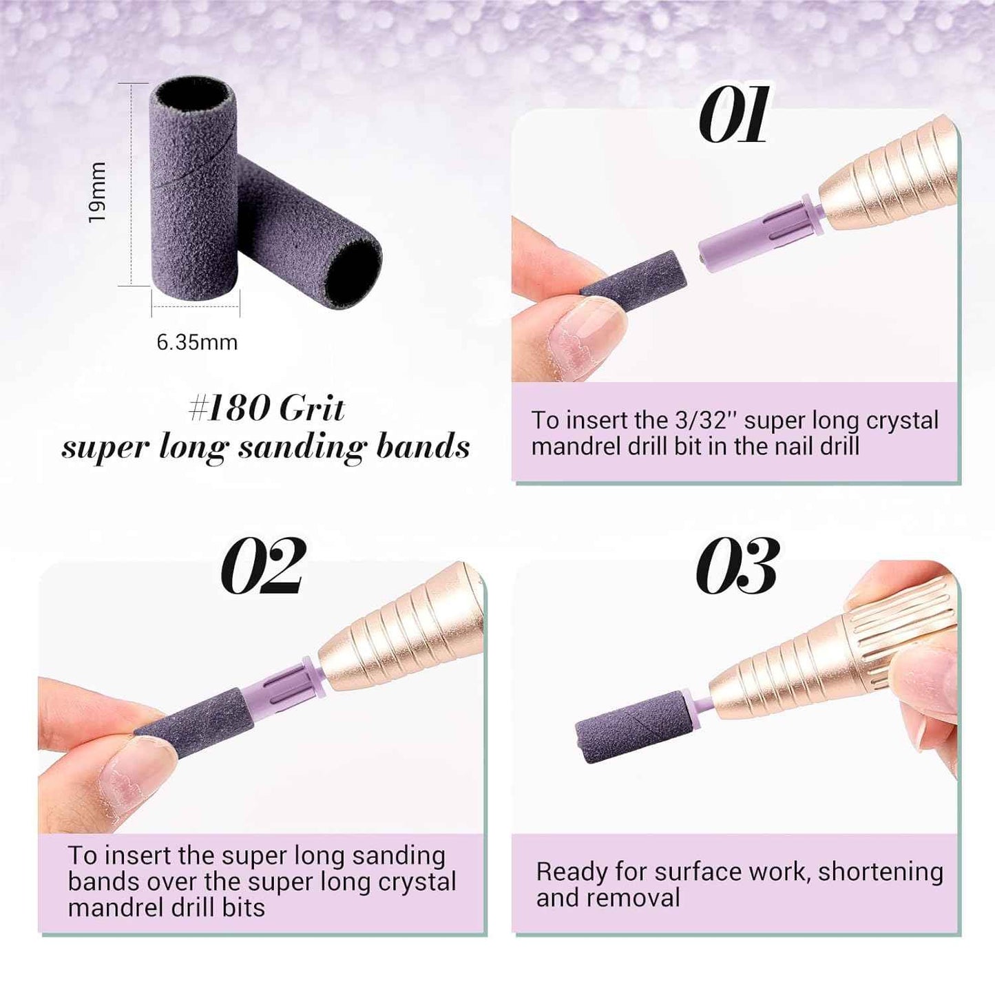 MelodySusie 30000 RPM Portable Nail Drill with 50 Nail Bits & Long Sanding Bands