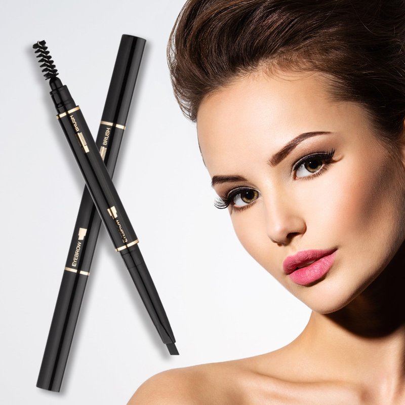 Eyebrow Pencil 2 Packs, Waterproof Smudge-Proof Brow Pencil with Brow Brush, Automatic Eye Brow Makeup Kit, Black