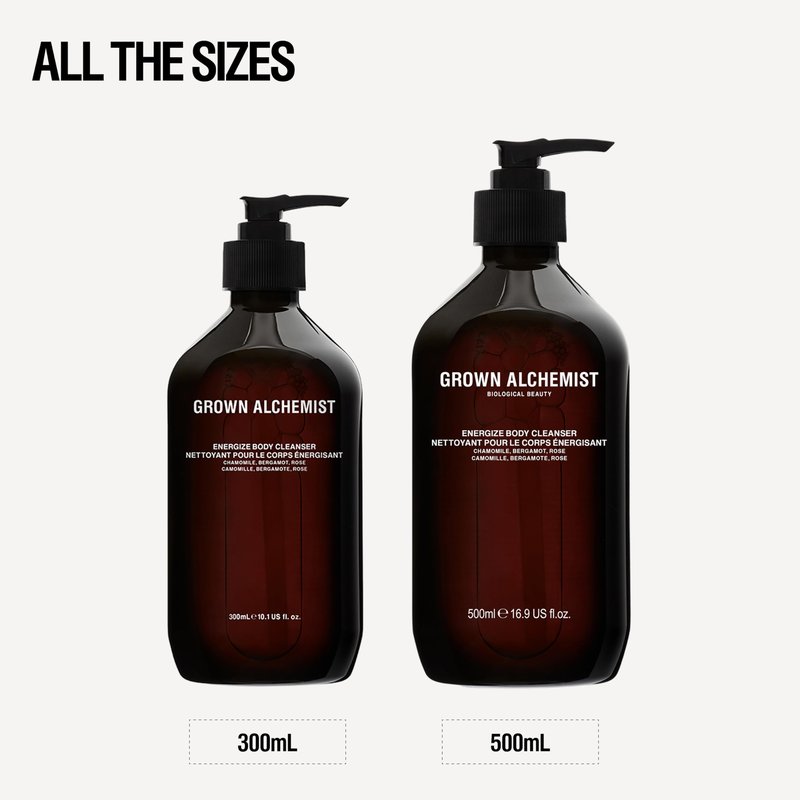 Grown Alchemist Energize Body Cleanser, Chamomile, Bergamot & Rose Gentle Bodywash. Hydrates and Cleanses Skin (300 ml).