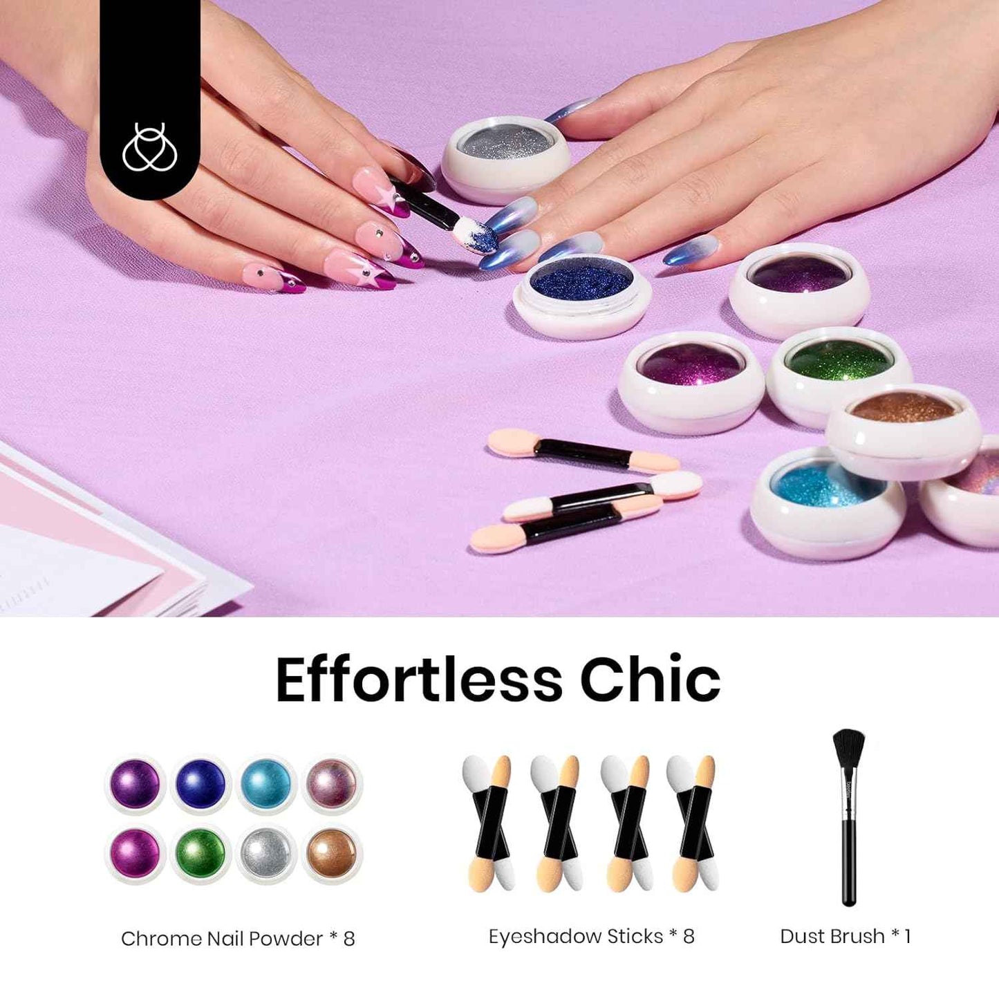 Beetles Gel Nail Polish Kit - 35 Colors + UV Light & 8 Chrome Powders for Stunning Nails