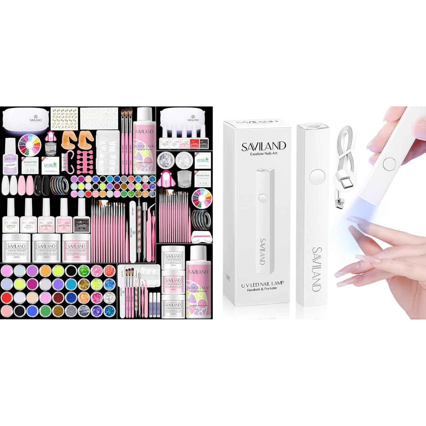 Acrylic Nail Kit with UV Light - Complete Saviland Nail Art Set for Salon Quality