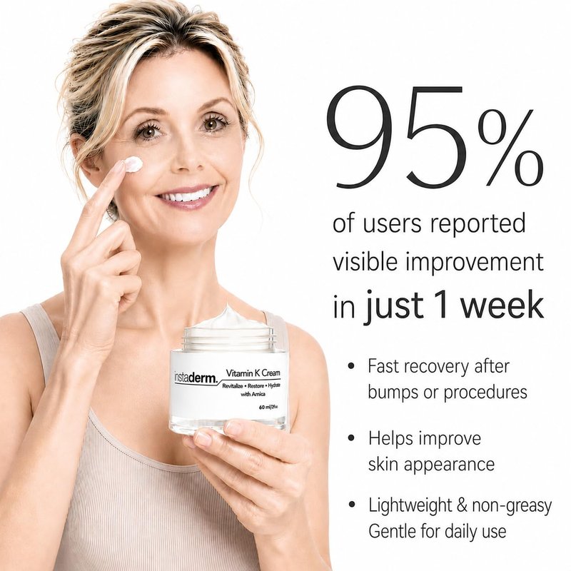 Vitamin K Cream-Revitalizing Formula with Arnica for the Appearance of Brusing, Spider Veins, Broken Capillaries, Uneven Tone & Dark Spot – Under Eye Cream for the Look of Dark Circles & Puffiness