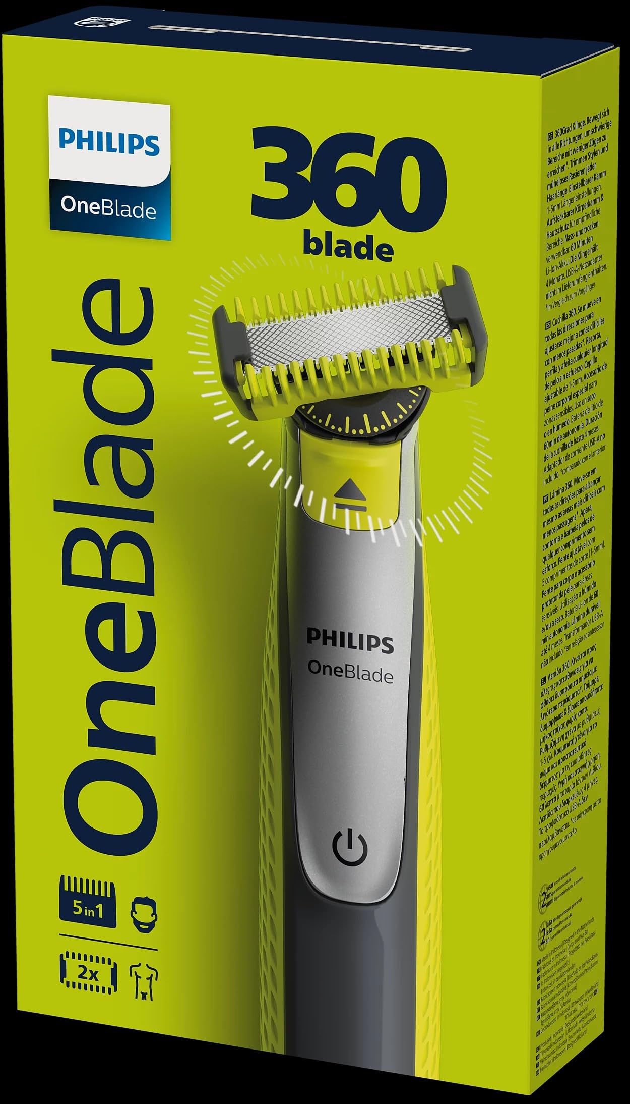 OneBlade Face, Hybrid Electric Beard Trimmer and Shaver with 5-in-1 Face Stubble Comb