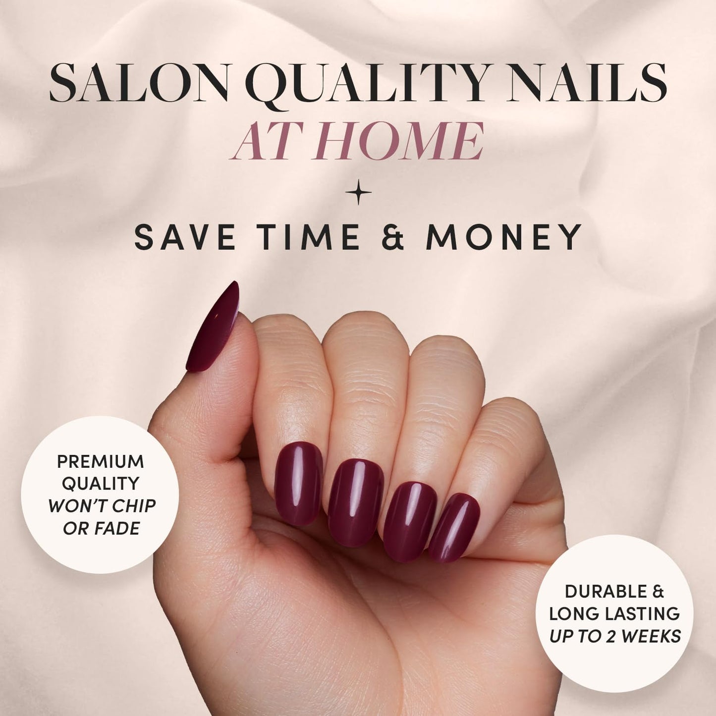 Press-On Nails Bundle - Berry Maroon & Cherry Glaze | Short Round Opaque Red False Nails