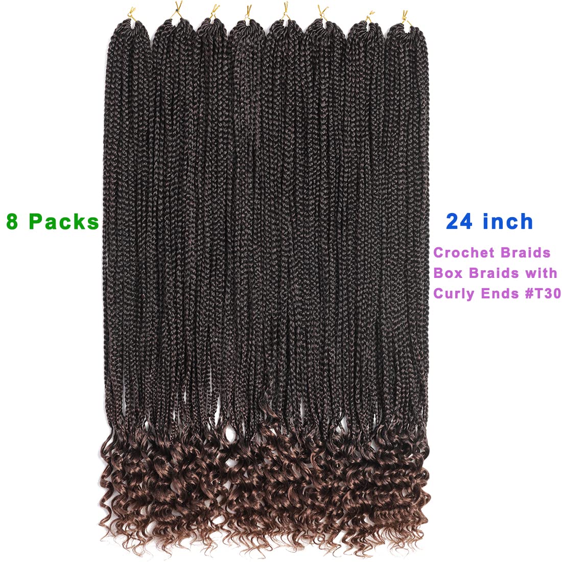 144 Strands Goddess Crochet Box Braids with Curly Ends 24 Inch Pre Looped Box Braids Crochet Hair 8 Packs Curly Crochet Braids for Black Women