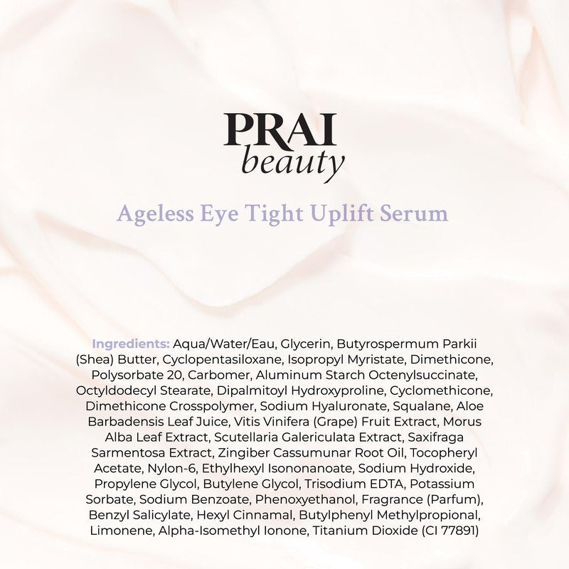 PRAI Beauty Ageless Eye Tight Uplift Serum, Anti-Aging and Hydrating Eye Serum, For Instantly Ageless Brow and Eyelid Area, 0.5 Oz
