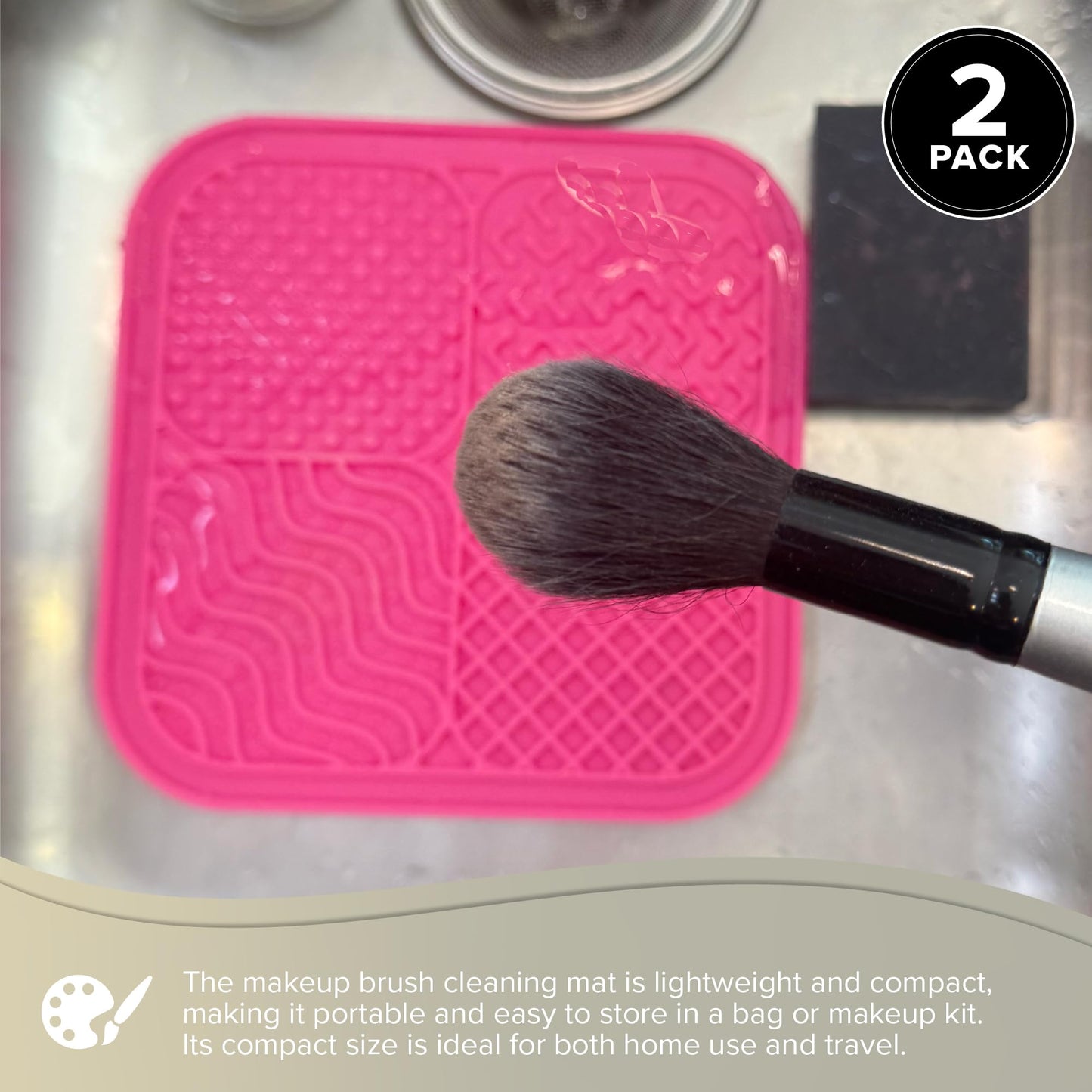 Silver Brush Limited 9060 Silver Essentials Multi-Quadrant Brush-Cleaning Silicone Mat for Makeup Brushes, Makeup Applicators, and Makeup Sponges, For Home and Travel, 2 Pack