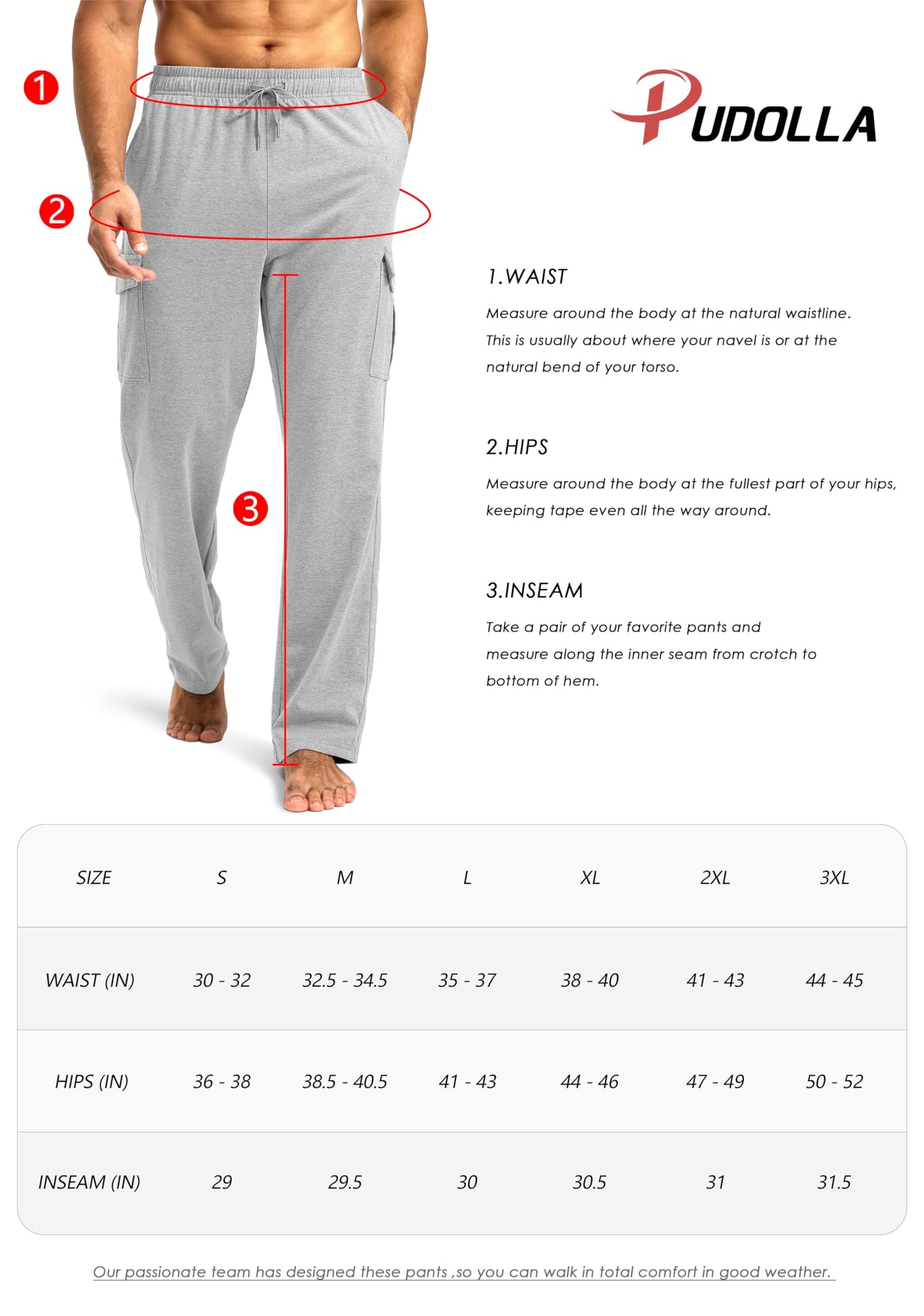 Pudolla Men's Cotton Sweatpants with Cargo Pockets Open Bottom Yoga Pants for Men Lounge Pants for Athletic Workout Casual(Dusty Blue 3X-Large)