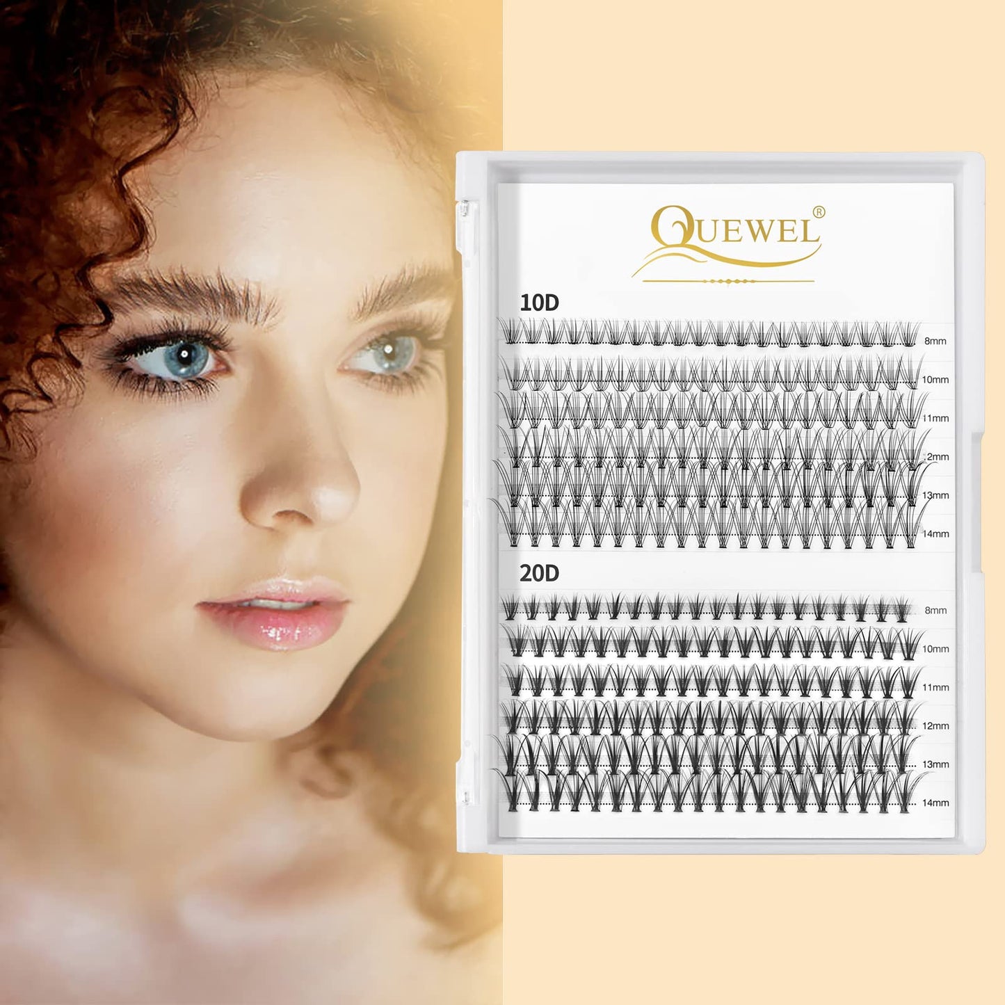 QUEWEL DIY Lash Extension Kit 240 Pcs Lash-Clusters-Kit, Eyelash Clusters Applicator Tool, Super Hold Cluster Lashes Bond and Seal, Clusters Eyelash Glue Remover Easy to Use at Home(10D+20D)