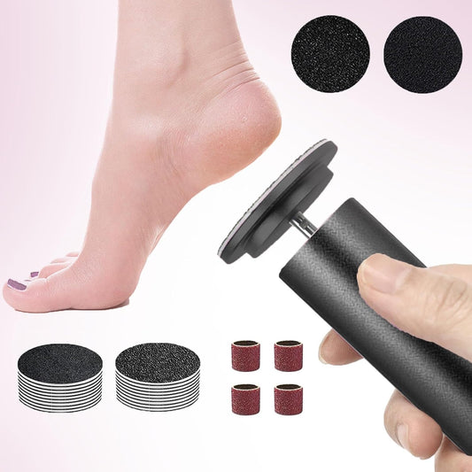 Electric Foot Callus Remover & Sander - 60 Sandpapers, 20 Grinding Heads, Black