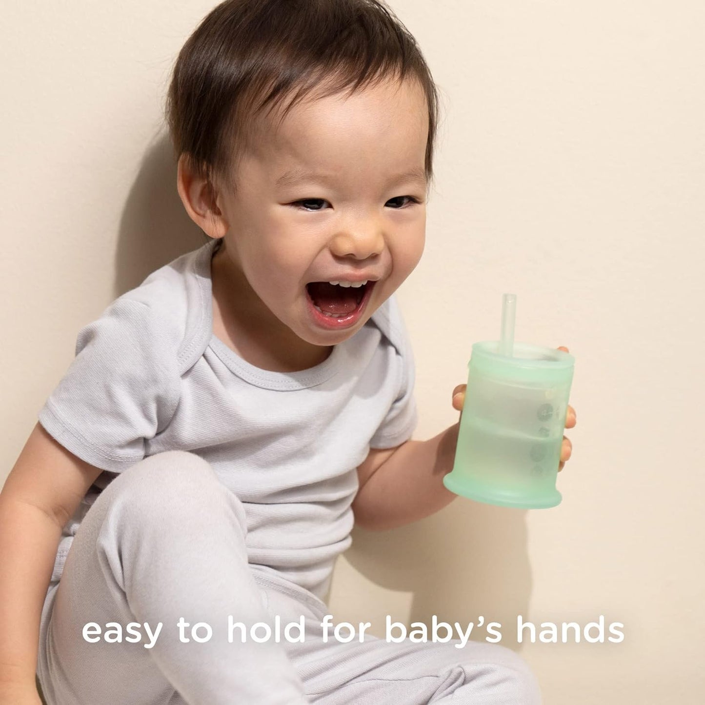 Olababy Silicone Training Cup - Straw Lid Sippy Cup for Babies 6+ Months | Mint, 5 oz
