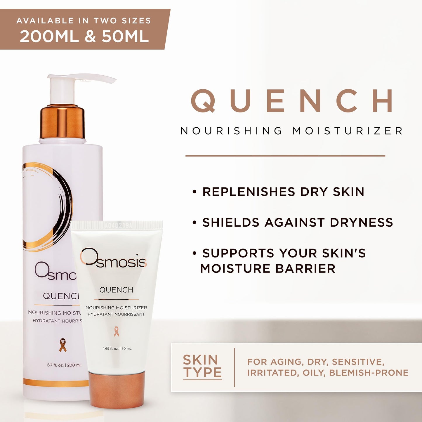 OSMOSIS QUENCH Daily Hydrating Facial Moisturizer Face Lotion with Jojoba Oil, Shea Butter, and Hyaluronic Acid, For Dry To Normal Skin, 1.69 Fl Oz