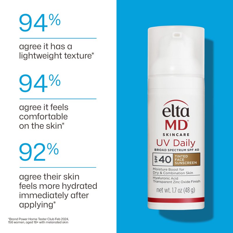 EltaMD UV Daily Tinted SPF 40 Face Sunscreen Moisturizer with Zinc Oxide, Tinted Daily Face Moisturizer with SPF, Sunscreen for Dry Skin,1.7 oz Pump (Pack of 2)
