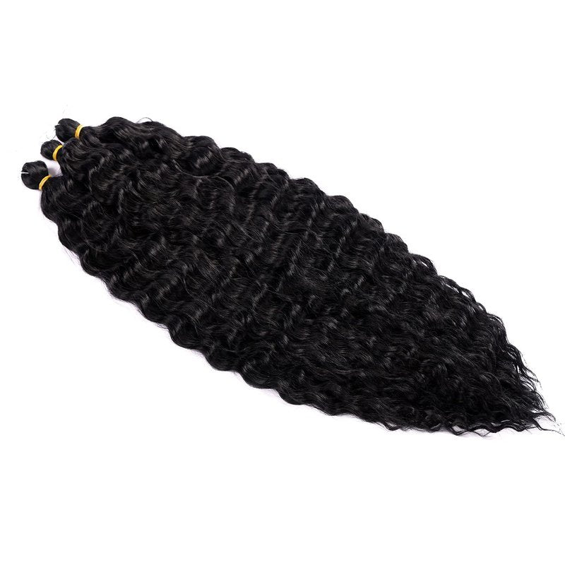Ocean Wave Crochet Hair Extensions Deep Wave Crochet Hair for Women 22inch 6Packs Synthetic Crochet Hair Curly #1B Natural Black