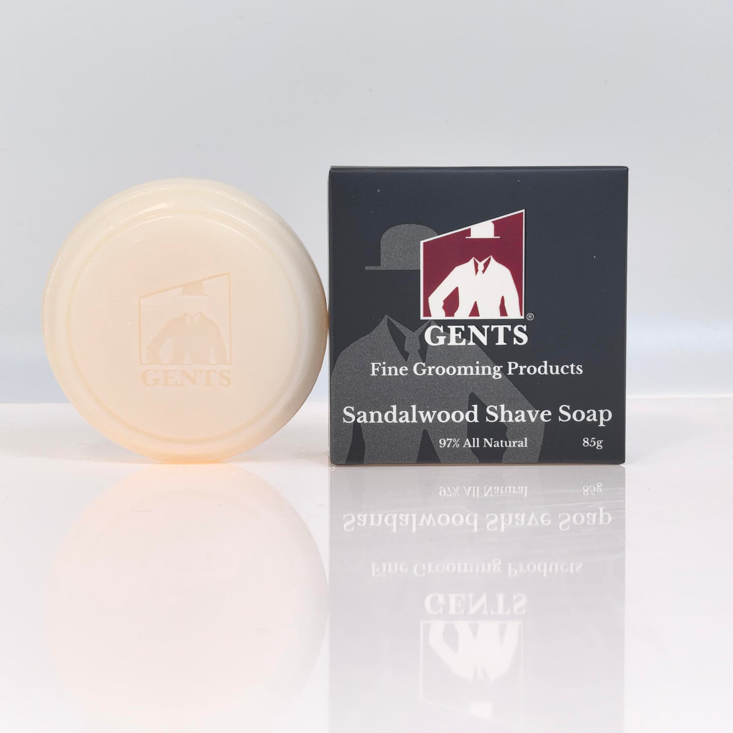 GENTS Men’s Sandalwood Shaving Soap - Natural Bar with Shea Butter & Glycerin for Rich Lather, 3oz