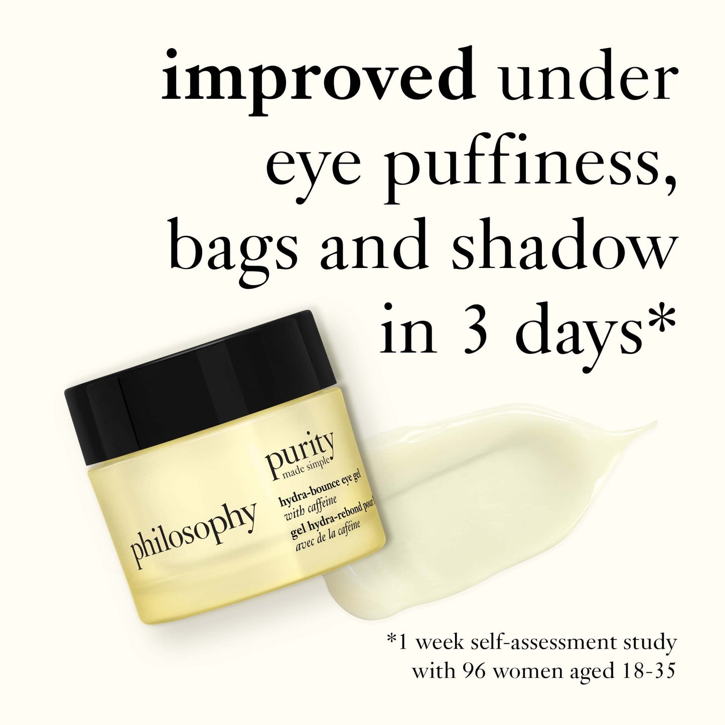 philosophy purity made simple hydra-bounce eye gel - with meadowfoam seed oil, shea butter & gingko extract – provides 24-hour hydration for brighter & smoother skin - 0.5 fl oz