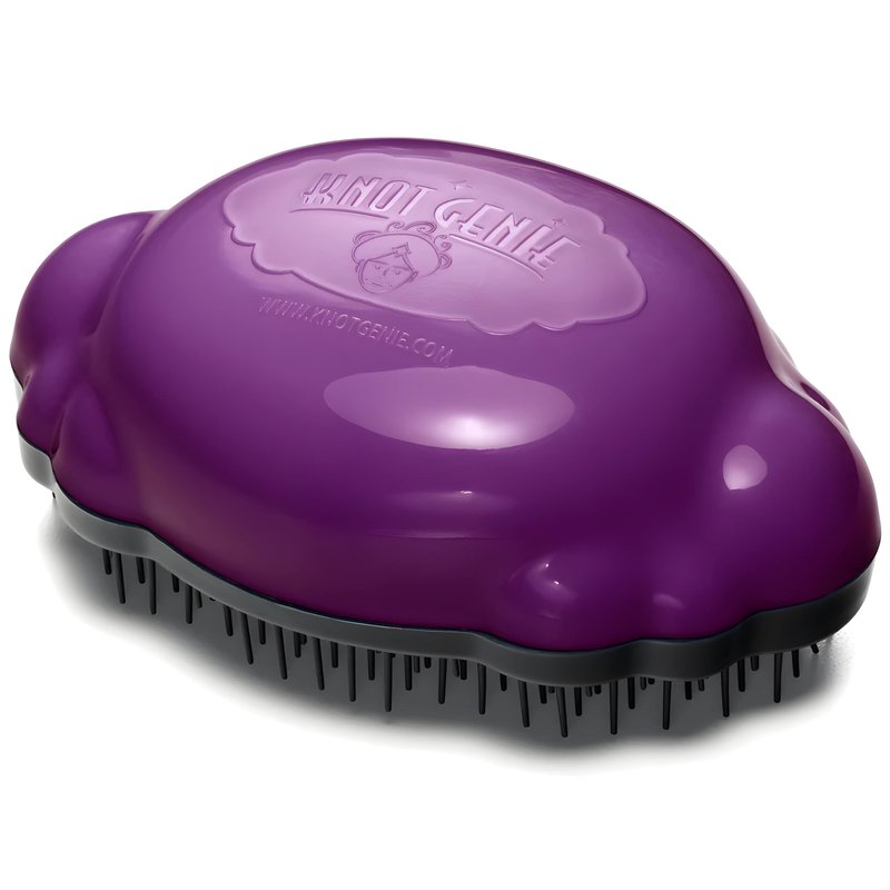 Knot Genie Teeny Detangling Hair Brush for Kids (Puff of Purple) | Perfect Detangling Brush for Curly Hair, Gently Separate Tangles, Leaves Hair Smooth and Shiny | The Pain Free Knot Detangler