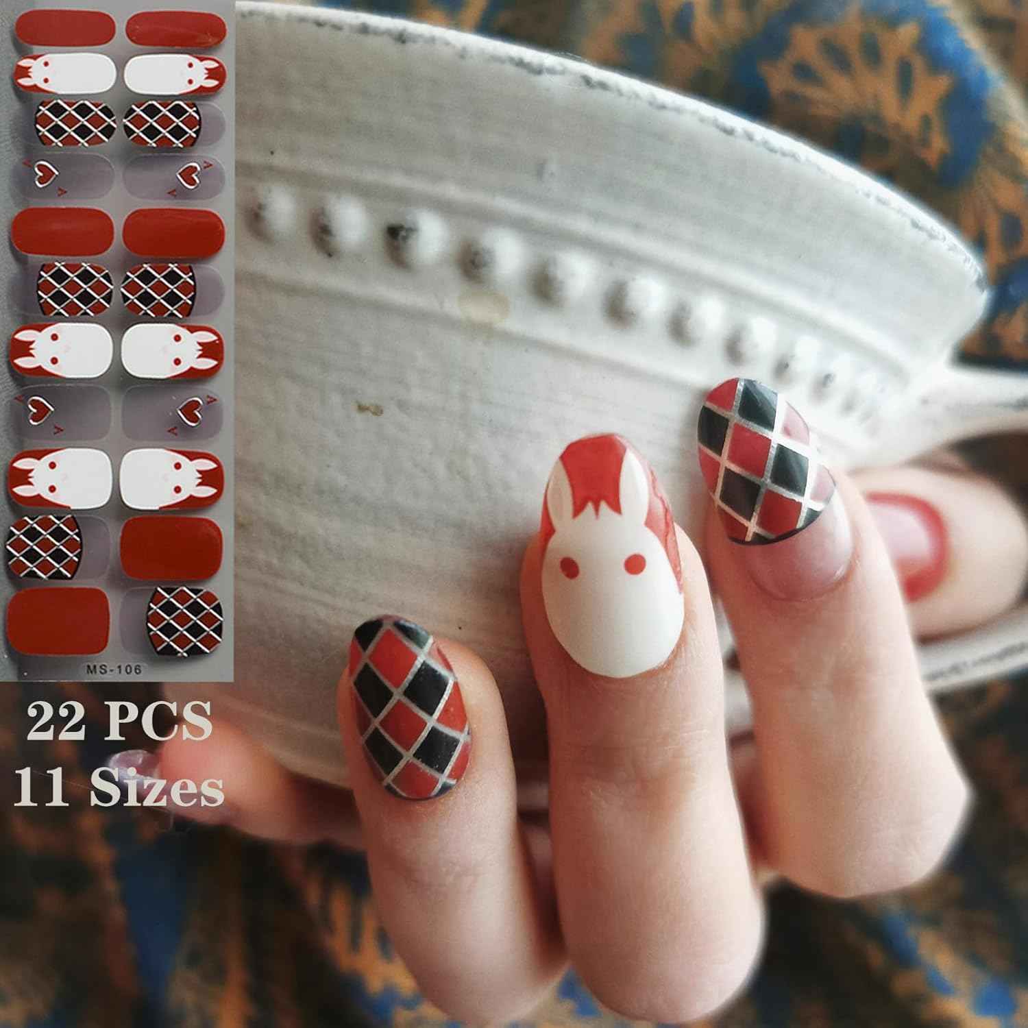 Nail Wraps Art Stickers for Coffin & Ballerina Nails - Glitter & Leopard Designs