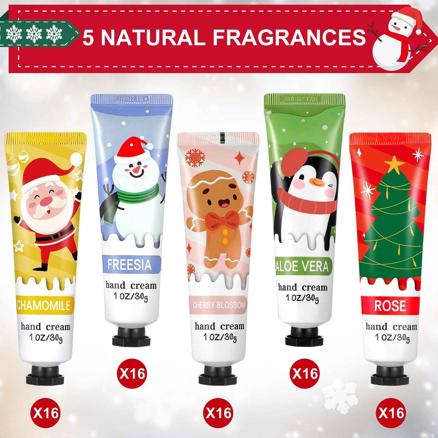 Swiffen 80 Pcs Christmas Hand Cream Gift Set for Dry Cracked Hands Natural Plant Fragrance Shea Hand Lotion Mini Hand Moisturizing Cream Christmas Gifts for Women Mom Christmas Stocking Stuffers