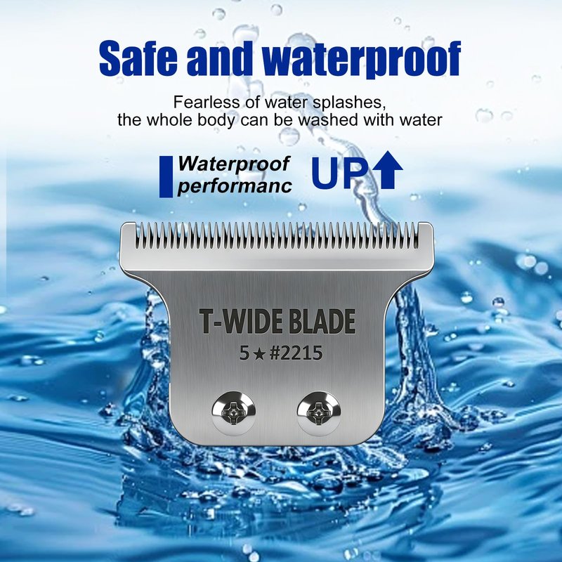 2215 Replacement T Wide Blades Replacement for Wahl 5 Star Detailer Li Trimmer 8081/8171- Adjustable Zero-Gap Stainless Steel Blade,Silver Pack