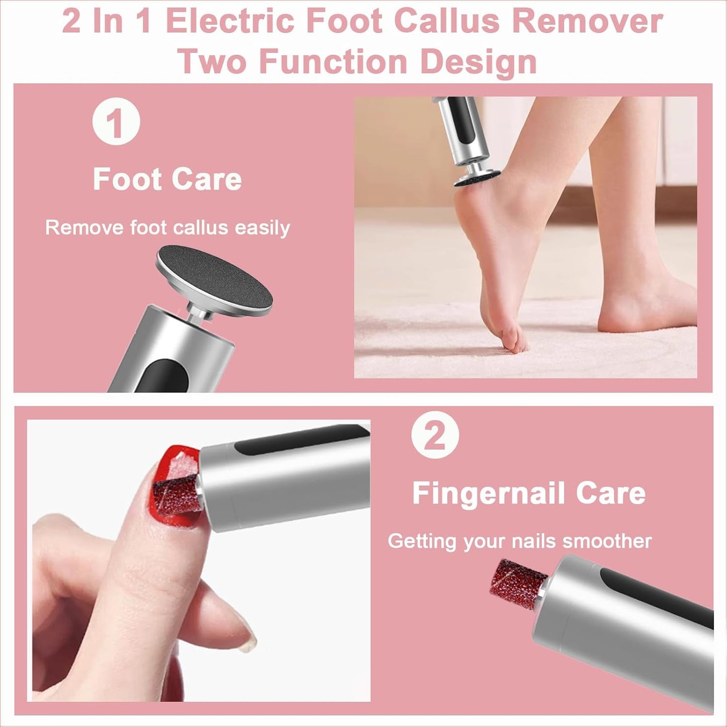 Electric Foot Callus Remover & Nail Drill - Cordless, 11000RPM, 9 Speeds, Digital Display, 10 Grinding Heads & 20 Sandpaper Discs