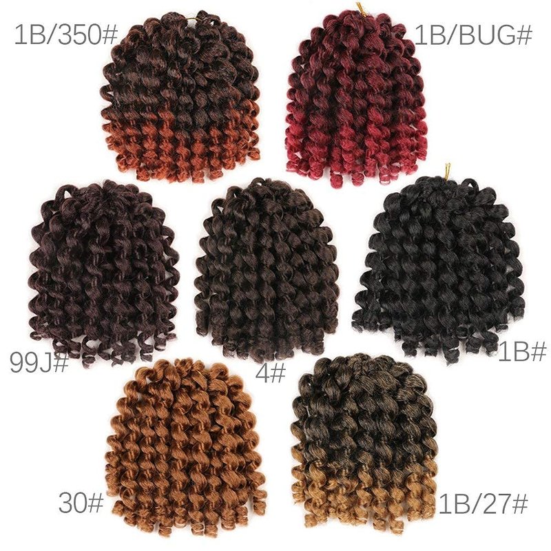 5 Packs Wand Curl Hair 8inch Jamaican Bounce Synthetic Crochet Twist Braids Hair Extension 20strands/pack Xtrend Hair (1B3027#, 5packs/Lot)