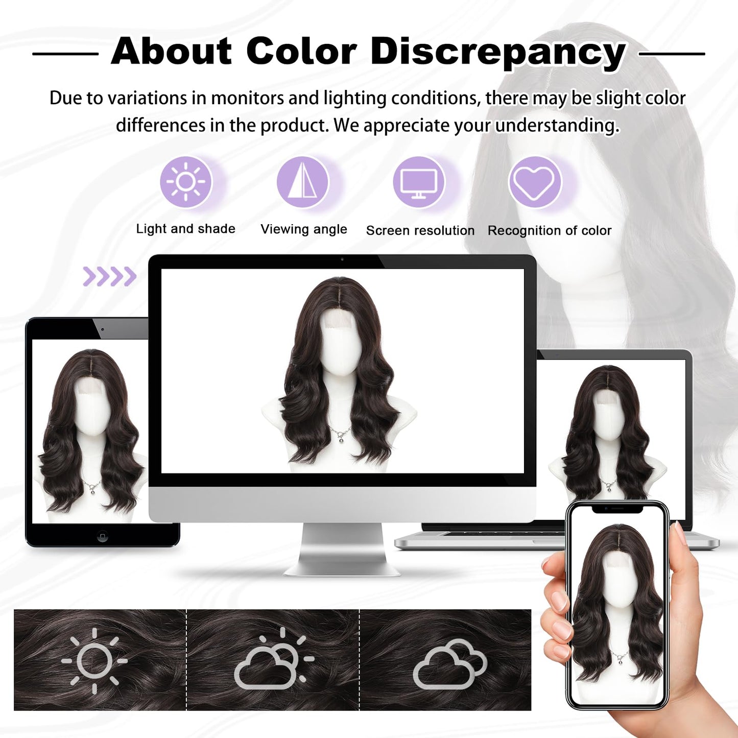 MORICA Dark Brown Wigs for Women 18 Inch Middle Part Medium Length Short Curly Wavy Wigs,Natural Synthetic Hair Womens Wigs for Daily Party/Halloween Use