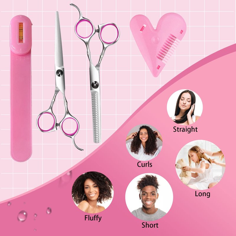 Hair Cutting Kit for DIY Hair Cutting at Home, Hair Scissors, Split Ends Trimmer, Bangs Clips, Professional Hair Cutting Tools for Women, Kids