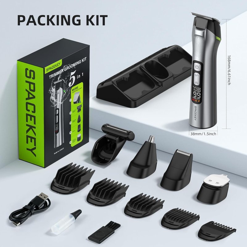 Beard Trimmer for Men - All-in-One Grooming Kit with Stainless Steel Blade | Cordless, IPX7 Waterproof, 150-Min Runtime, 3 Adjustable Speeds