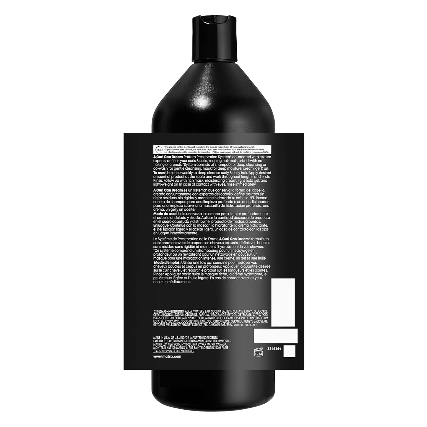 Matrix Curl Can Dream Deep Cleansing Shampoo - Clarifying Formula for Curly & Coily Hair | Silicone-Free, Preserves Curl Pattern