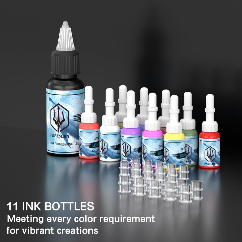 POSEIDON Tattoo Pen Set, Wireless Tattoo Gun Kit Tattoo Kit with 2Pcs Battery and 20Pcs Tattoo Cartridge Needles, Complete Tattoo Machine kit Tattoo Supplies for Beginners